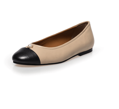 Copenhagen Shoes Sko Ballerina - The pearl Ballerina - Beige/Black - Copenhagenshoes