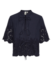 Lace shirt with bows - Navy Cinque - YAS