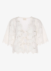 Embroidery anglaise tie shirt - Eddie white - Sissel Edelbo sss