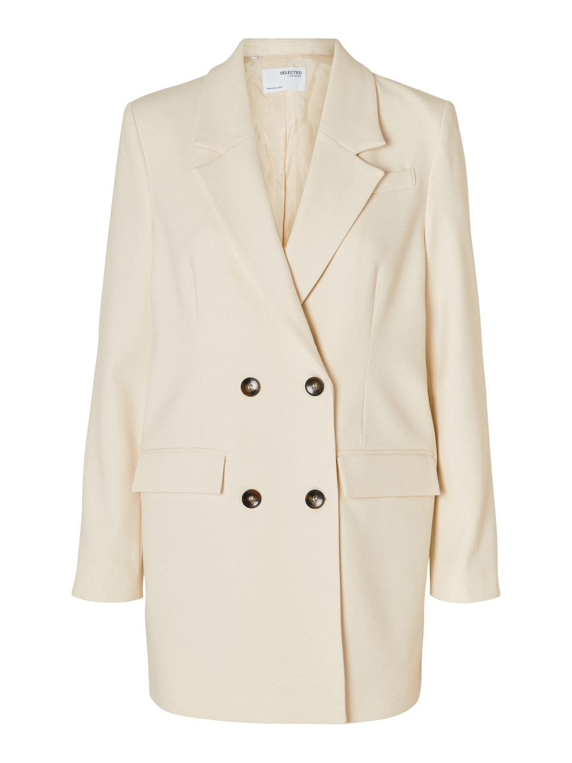 Selected Femme Overdele Creme Oversize Blazer - Selected Femme Myla