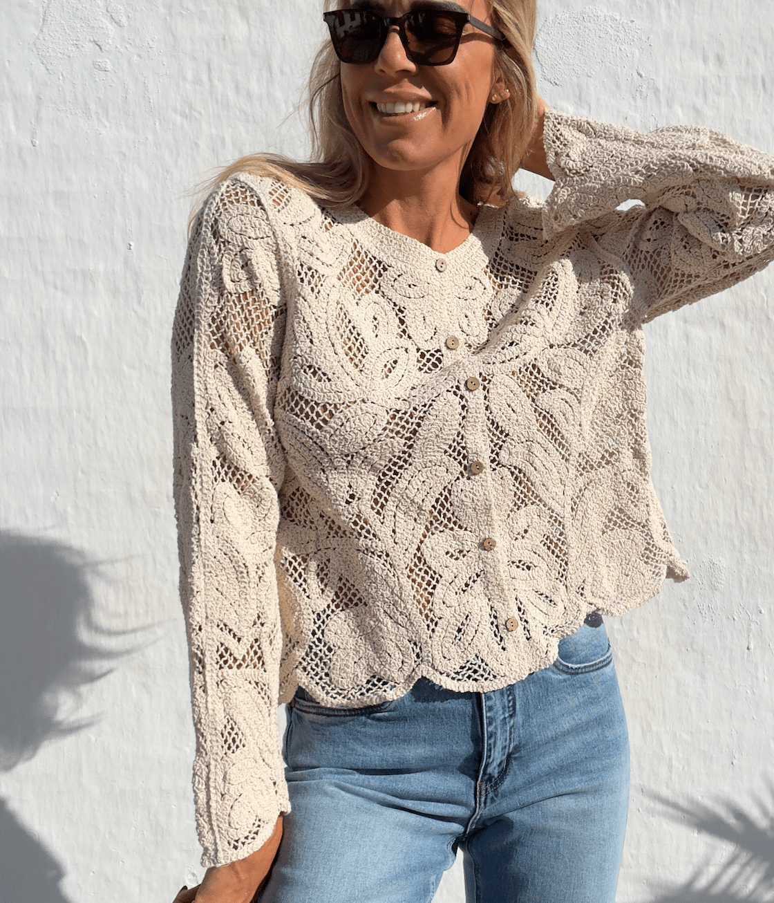 Sassy Copenhagen cardigan Crochet cardigan - beige - Lilian - Sassy Copenhagen