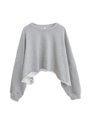 Cropped raw cut Sweatshirt - Gray kiki - Sassy Copenhagen