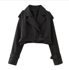 Cropped trenchcoat - Sille Sort - Sassy Copenhagen