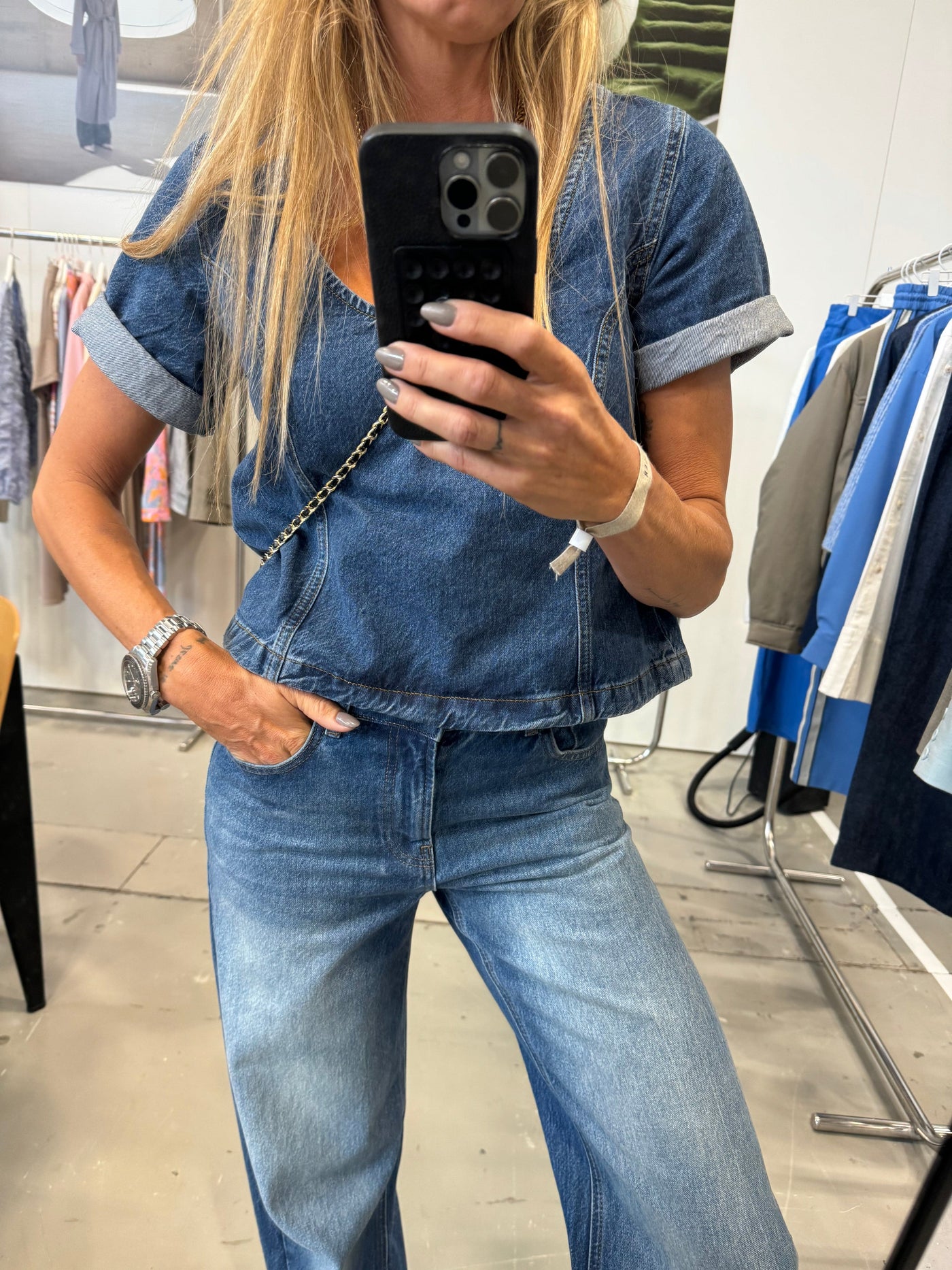 Global Funk Overdele Denim Top - Ananea-G - Denim Blue - Global Funk