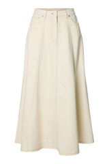 Selected Femme - Nederdel - Egret - Slftenna Hw Long Denim Skirt