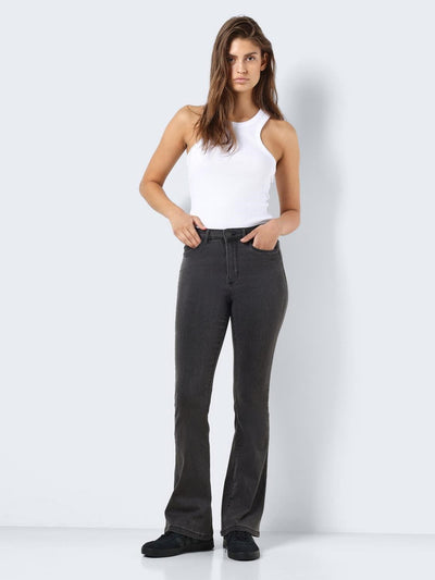 Noisy May Underdele Flare Jeans Grey Denim - Sallie - Noisy May