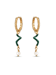 Hoops earrings - Twist green - Enamel