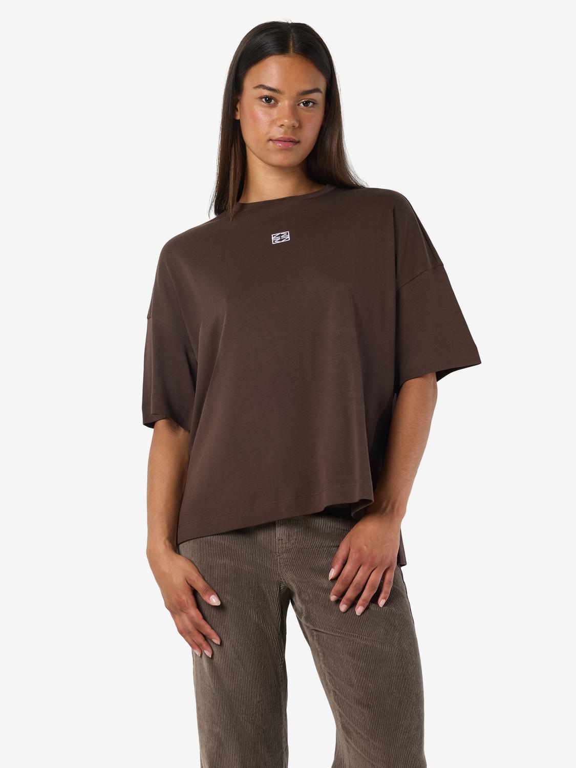 Noisy May - T-shirt - Brun - Kim S/S Slit - Stilkompagniet.dk