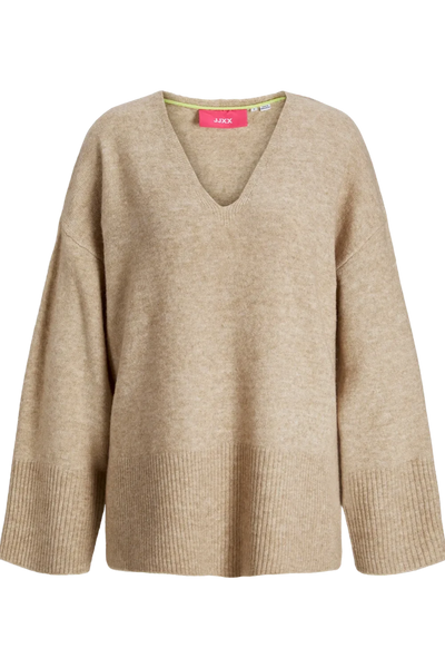 JJXX - V-neck oversized knit sweater - Beige - Lucca