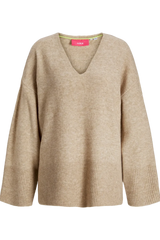 JJXX - V-neck oversized knit sweater - Beige - Lucca