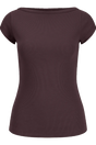 JJXX JXFIFI STR CAP BOATNECK JRS SN T-shirt in fudge color, featuring a boat neck and cap sleeves, shown flat.