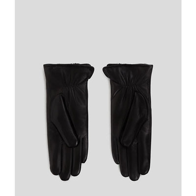 Karl Lagerfeld - Leather Gloves - Black - SIGNATURE LEATHER FF GLOVE