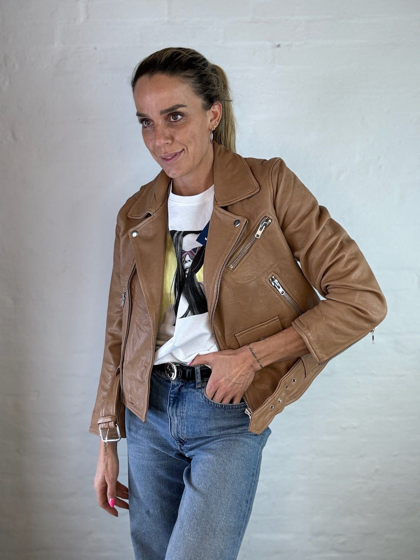 JJXX Overdele Læder Biker Jakke · JJXX Holly · Beige