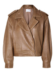 Leather jacket - Glove Mocca - Selected Femme