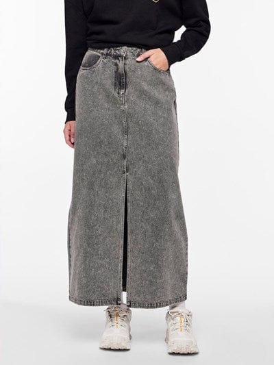 Pieces Underdele Long Denim nederdel - Grey melange Danu - Pieces