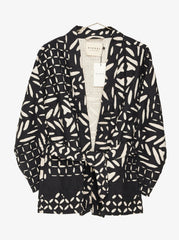 Patterned cotton jacket Aura blanket jacket - Sissel Edelbo sss - black/white