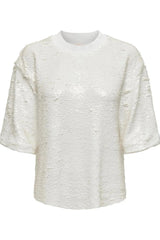 Only - Palliet oversize t-shirt - White - Fiona