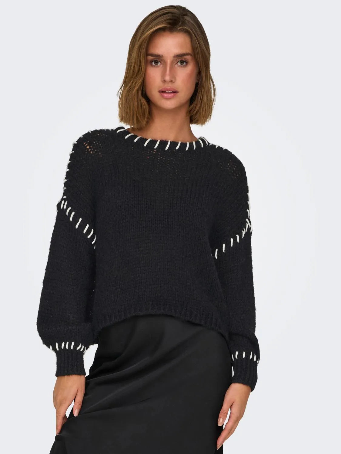 ONLY - Knitted sweater - Black/white - Denise