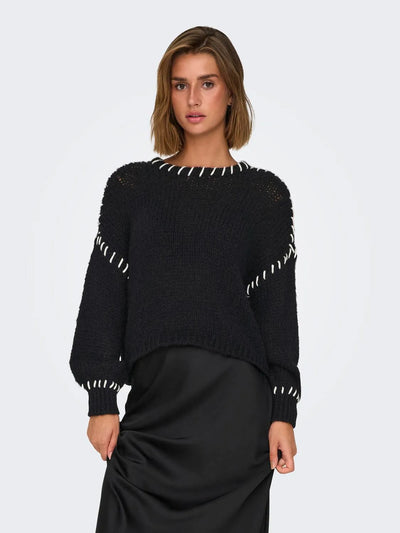 ONLY - Knitted sweater - Black/white - Denise