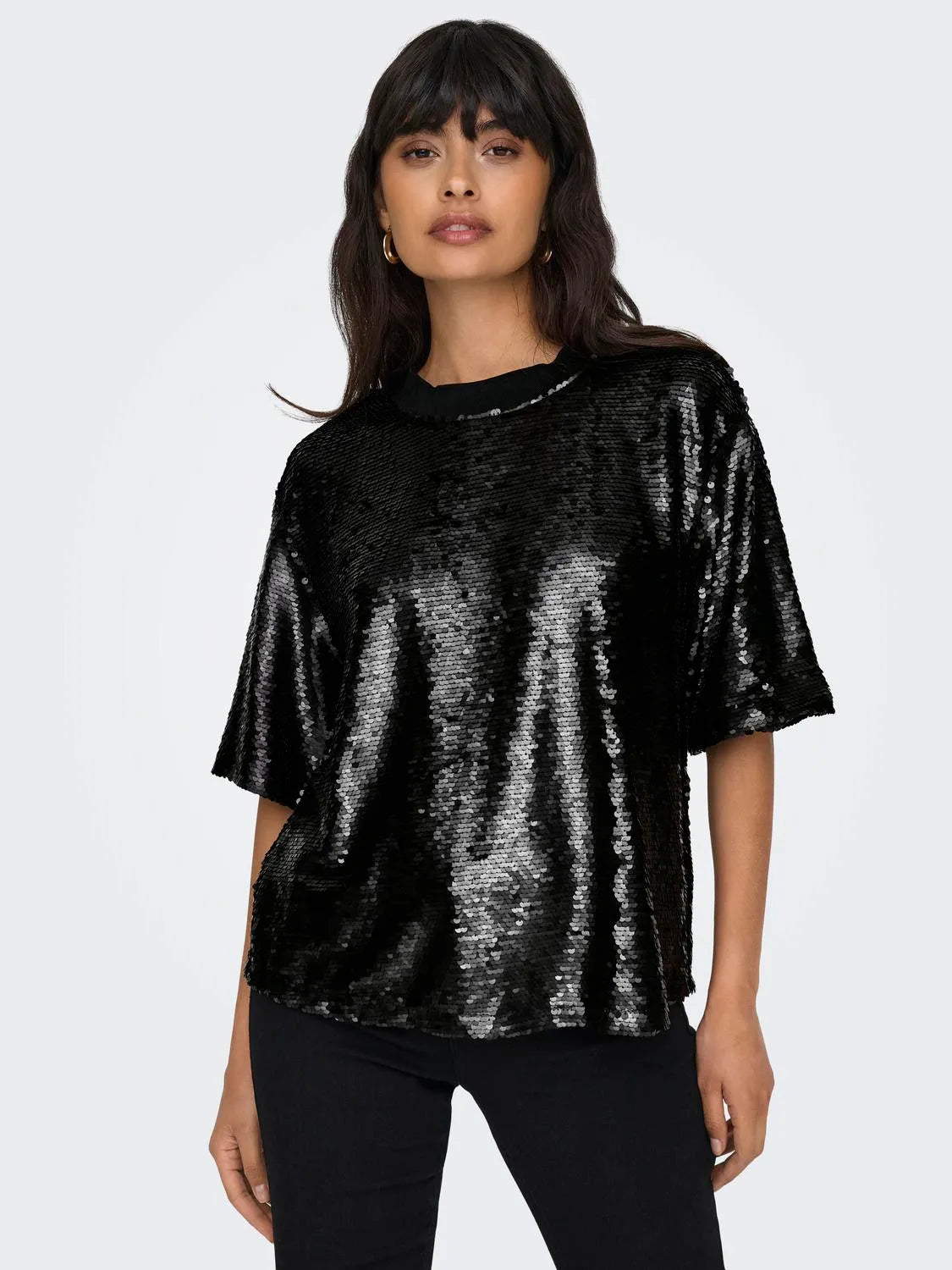 Only - Palliet oversize t-shirt - Black - Fiona