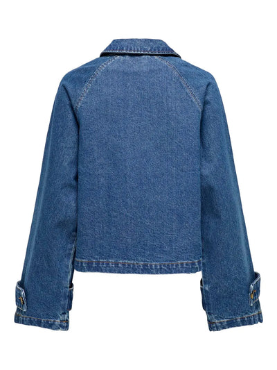 ONLY - Denim kort trenchcoat - Blue denim - April