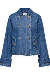 ONLY - Denim kort trenchcoat - Blue denim - April