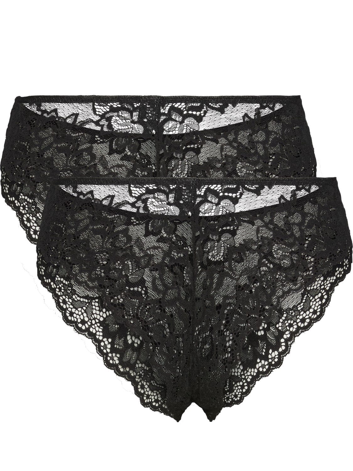 Pieces undertøj Pieces - Lina Lace Wide Brief Trusser 2pak. - Sort Blonde