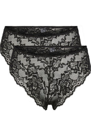 Pieces - Lina Lace Wide Brief Panties 2pack. - Black Lace