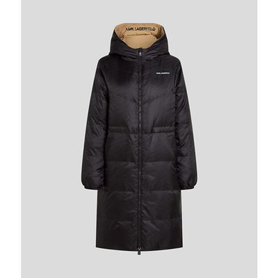 Karl Lagerfeld - Vinterjakke - Black/Nougat - Reversible long logo down coat