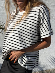 Sassy Copenhagen Bille - striped oversize t-shirt - black and white