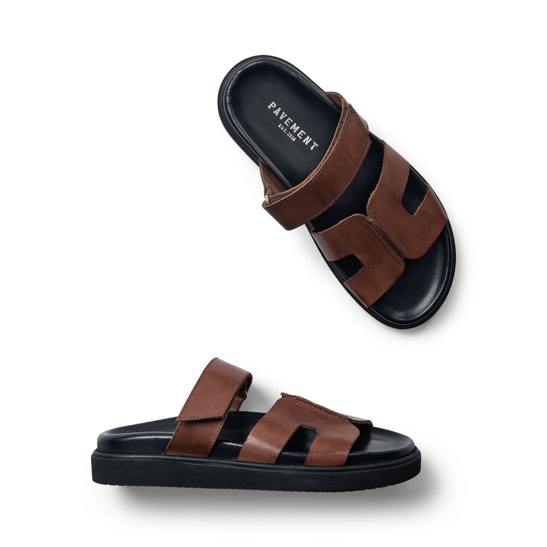 Pavement Sko Slip in sandal - Tan/Sort Maru - Pavement