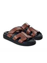 Slip in sandal - Tan/Black Maru - Pavement