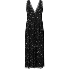 Black oversized long dress with dots - Kris - Female