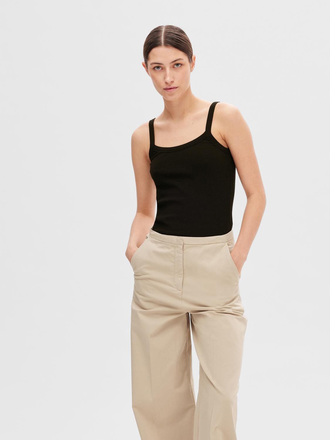 Selected Femme Overdele Sort Strop top - Anna - Selected Femme