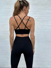 Black Yoga set with adjustable cross straps Nova - Fitness shape set - Sassy