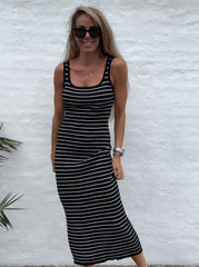 Striped dress - Black/white - Alia - Sassy Copenhagen