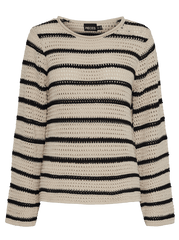 Striped knitwear - Black/cream - Neska - Pieces