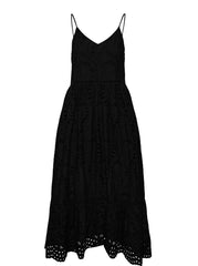 Embroidery anglaise Strap dress - Black Luma - YAS