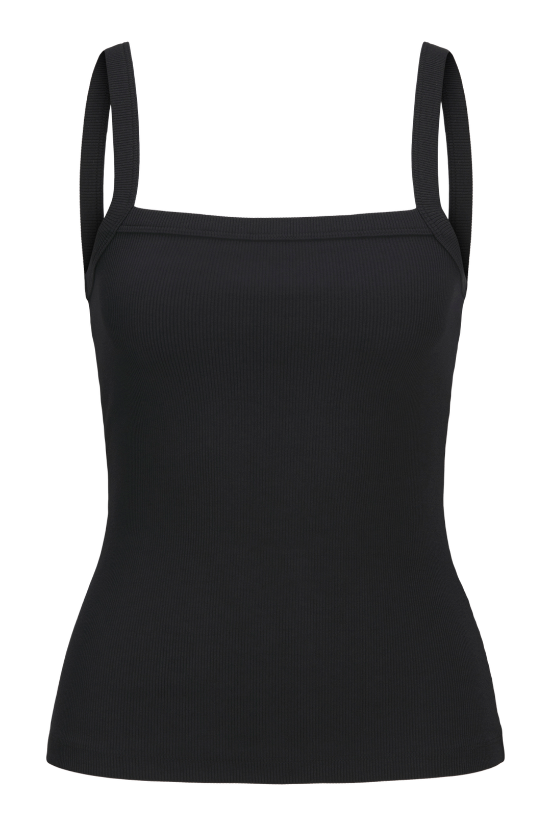 JJXX JXFIFI Organic Cotton Rib Top - Black, M – Stilkompagniet.dk