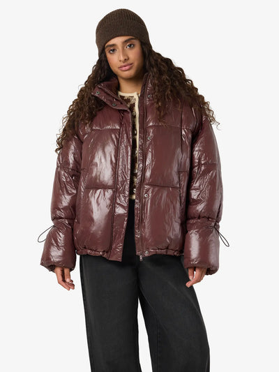 Noisy May - Puffer jakke - French Roast - Allie Shiny (PREORDER)