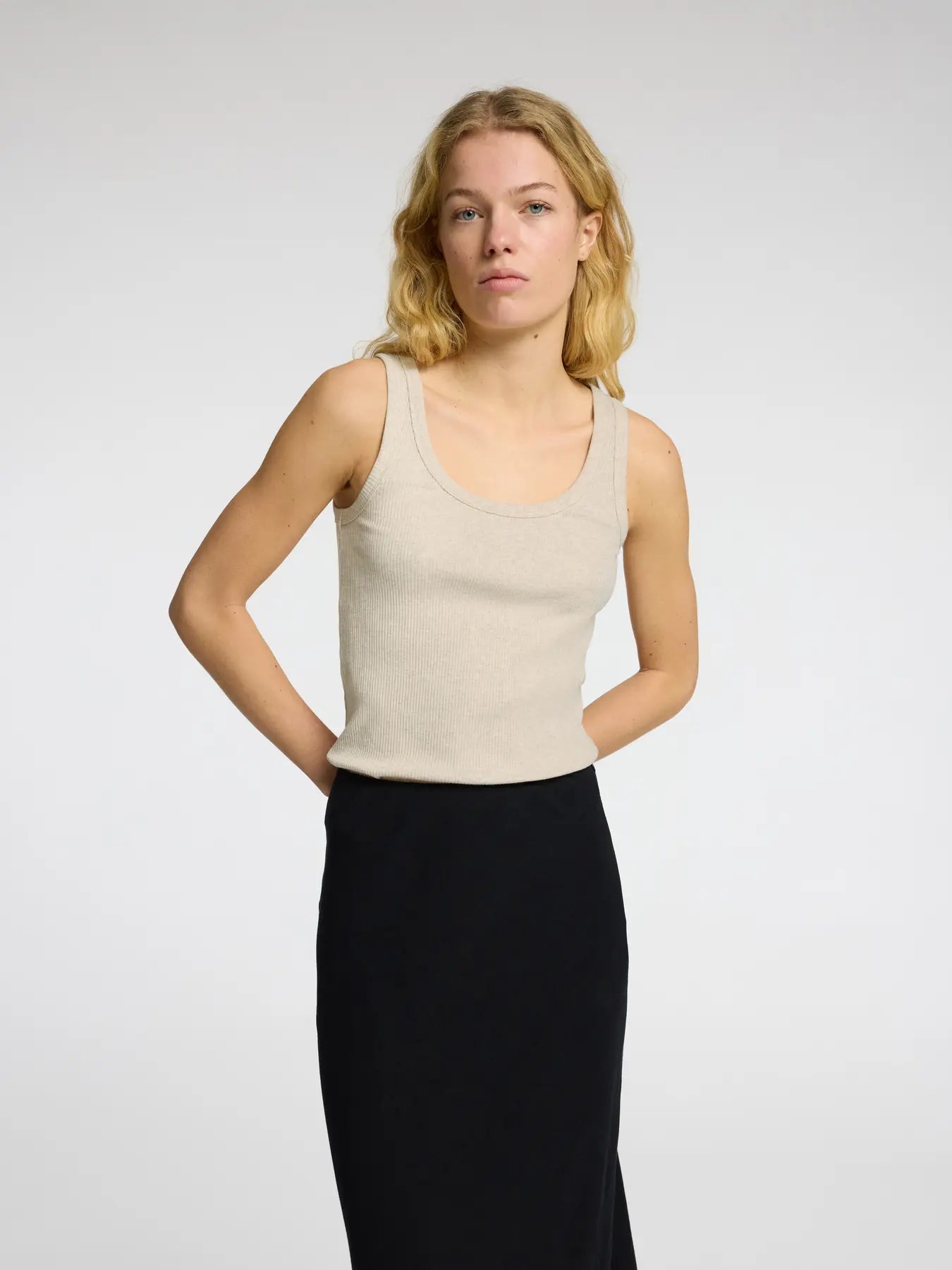 Selected Femme - Top - Oatmeal - Anna U-neck