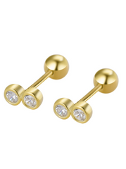 Andcopenhagen - Stud earrings - 18 carat gold plated 925 sterling silver - Dina 2 stones